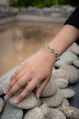 YKL Jewellers Bracelet Collection GREEN EMERALD ADJUSTABLE ELLIPTICAL BRACELET