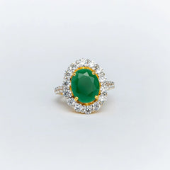 YKL Jewellers Ring Collection GREEN EMERALD OVATE RING