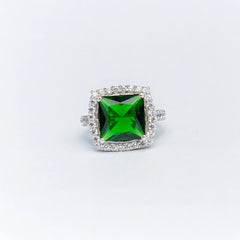 YKL Jewellers Ring Collection GREEN EMERALD SQUARE RING