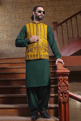 TGM Fancy 3 Pc Waist coat and Suit Collection Golden Glow