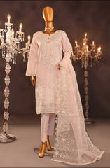 HZ RTW Falsafaa Formals Embroidered Organza Vol 05 D-92 PASTEL PINK