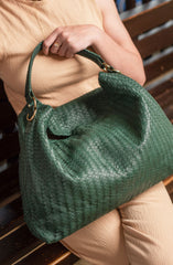 Handmade Woven  Original Leather Bag D-05-Green