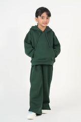 Sprinkles Kids Winter Collection Hoodie With Slit Open Flared Pants – Dark Green