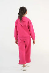 Sprinkles Kids Winter Collection Hoodie With Slit Open Flared Pants – Hot Pink