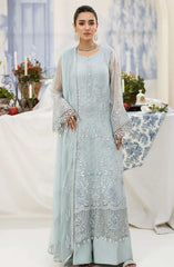 Lamisah Luxury Chiffon Unstitched Collection By Lavish Premium D-08 Ice-Blue