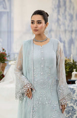 Lamisah Luxury Chiffon Unstitched Collection By Lavish Premium D-08 Ice-Blue