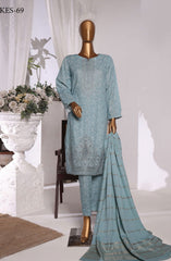 HZ Khaddar Embroidered Shirt with Dyed Karandi Shawl Collection D-69