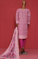 HZ RTW Wintry Prints 3 Pcs Khaddar Series Vol 01 D-102 CANDY PINK