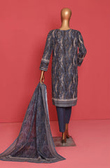 HZ RTW Wintry Prints 3 Pcs Khaddar Series Vol 01 D-104 MARBLE BLUE