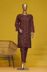 HZ Basics Printed Khaddar Co Ords RTW Vol 02 D-908 CHOCOLATE BROWN