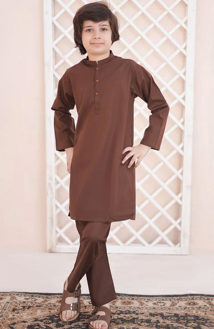 Ramazan Edit Kurta Trouser Collection By Hassan Jee KT 22 Wood Brown Kurta Trouser