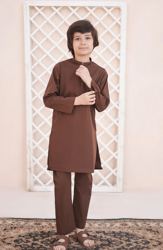 Ramazan Edit Kurta Trouser Collection By Hassan Jee KT 22 Wood Brown Kurta Trouser