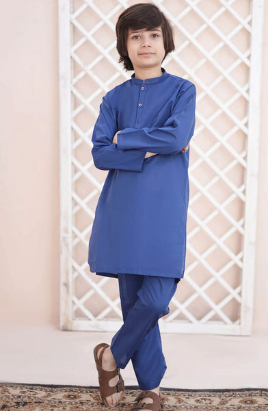 Ramazan Edit Kurta Trouser Collection By Hassan Jee KT 24 Ocean Blue Kurta Trouser