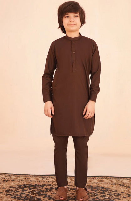 Ramazan Edit Kurta Trouser Collection By Hassan Jee KT 30 Chestnut Brown Kurta Trouser
