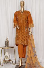 Bin Saeed Luxury Plain Cotton Embroidered 3 PC Collection Vol 3 D-047 A