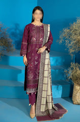 Marjjan Dyed Karandi Wool Embroidered Collection D-68 (PLUM)