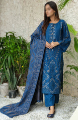 Sequins Embroidered Dyed Self Wool Collection by Marjjan D-71 (TEAL BLUE)