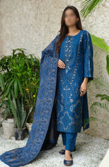 Sequins Embroidered Dyed Self Wool Collection by Marjjan D-71 (TEAL BLUE)