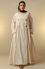 Mumtaz Casual Abaya Collection MCA 24 D-71 S WHITE SELF FABRIC (71B) NOURA