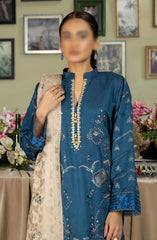 Sequins Embroidered Silk Viscose Collection with Sequins Embroidered Self Viscose Shawl by Marjjan D-263 (BLUE)