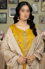 Sequins Embroidered Silk Viscose Collection with Sequins Embroidered Self Viscose Shawl by Marjjan D-263 (MUSTARD)