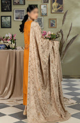 Sequins Embroidered Silk Viscose Collection with Sequins Embroidered Self Viscose Shawl by Marjjan D-263 (RUST)