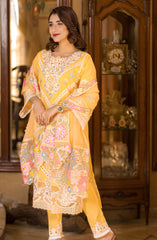 Roop Rang Stitched Collection By AL Harir Apparel D-21 Manzar Yellow