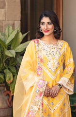 Roop Rang Stitched Collection By AL Harir Apparel D-21 Manzar Yellow