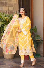 Roop Rang Stitched Collection By AL Harir Apparel D-21 Manzar Yellow