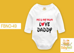 Rompers By Baby Nest Me And My Mum Love Daddy rbt white FBNO-49 Full Sleeves Onesie