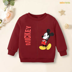 Sweat Shirts By Baby Nest Mickey Mouse Character Printed Full Sleeve Sweatshirt for Kids