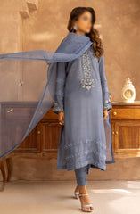 Merakish Zunairi Raw Silk Hand Work Embellished Collection D-03 Moonslight blue