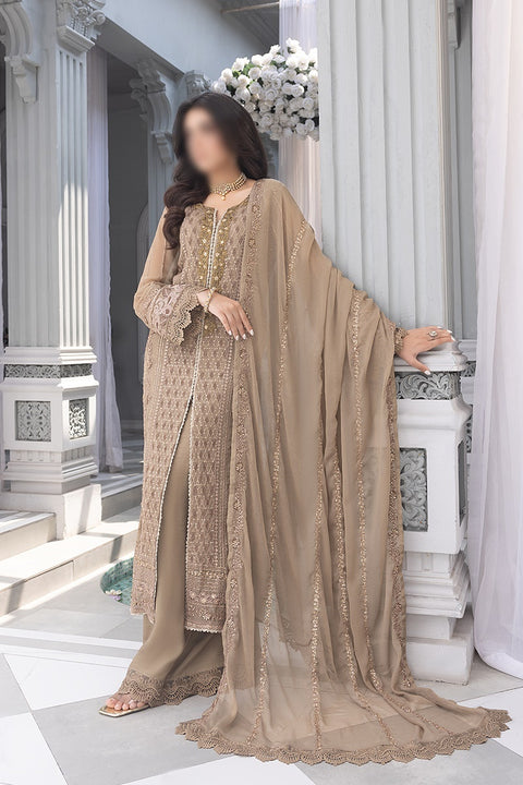 Merakish Unstitched Luxury Formal Collection 2023 Moss Brown