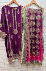 Adaa By Mahnoor Unstitched Festive Collection D-09 Mulberry