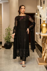 Zouj Ensembles Unstitched Chiffon Edit 25 D-04 Mystic Noir