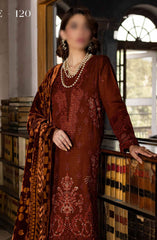 Nureh Unstitched Embroidered Leather Peach Collection with Velvet Palachi Shawl D-120