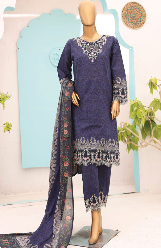 Oswah Women Embroidered Lawn Stitched Collection Vol 06 D-OS 2430 K Navy