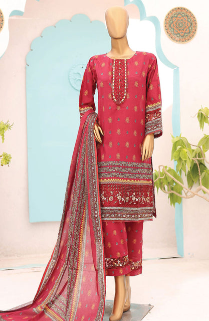 Oswah Women Embroidered Lawn Stitched Collection Vol 06 D-OS 2431 K  Maroon