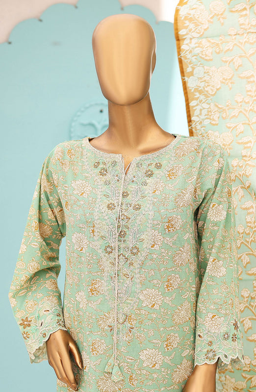 Oswah Women Embroidered Lawn Stitched Collection Vol 06 D-OS 2433 K Olive
