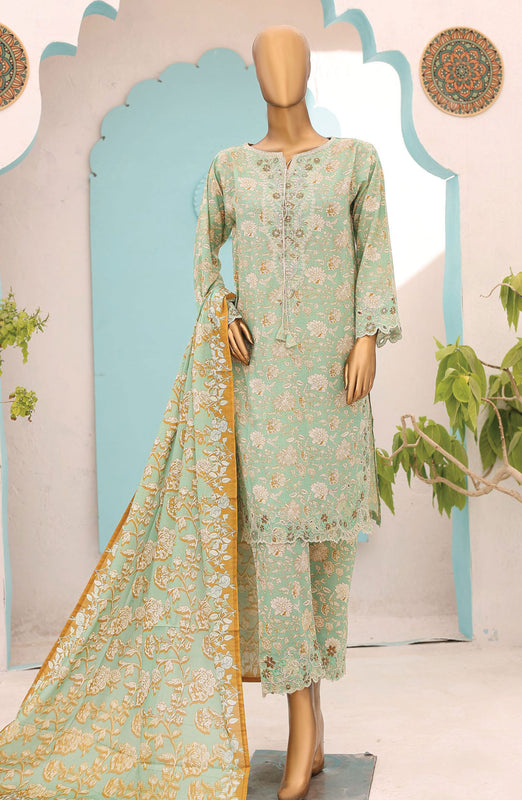 Oswah Women Embroidered Lawn Stitched Collection Vol 06 D-OS 2433 K Olive
