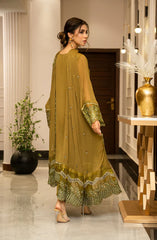 Zouj Ensembles Unstitched Chiffon Edit 25 D-05 Olive Allure