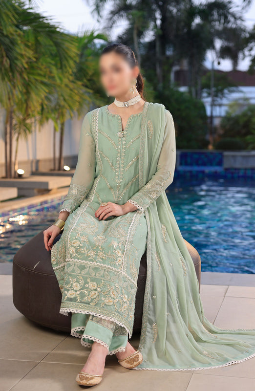 Merakish Unstitched Luxury Formal Collection Vol 12 2024 Olive Green