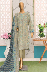 Premium Embroidered Cotton Lawn Shirt With Embroidered Cutwork Lawn Dupatta Vol 02 D-141