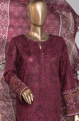 Premium Embroidered Cotton Lawn Shirt With Embroidered Cutwork Lawn Dupatta Vol 02 D-768