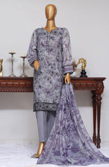 HZ Dhagakari RTW Printed Embroidered 3Pc Collection D-710-ASH GREY