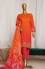 HZ Damask Jacquard Digital Printed RTW Collection D-705 ORANGE