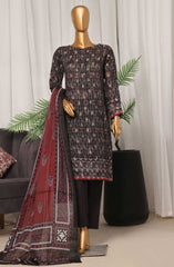 HZ Damask Jacquard Digital Printed RTW Collection D-708 BLACK