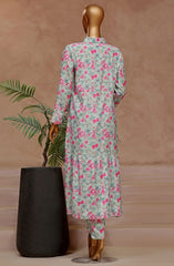 HZ RTW Florence Printed Raw Silk 2 Pc Frocks Collection D-103 Candy GREEN