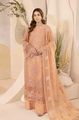 Lamisah Luxury Chiffon Unstitched Collection By Lavish Premium D-16 Pastel Peach