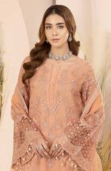 Lamisah Luxury Chiffon Unstitched Collection By Lavish Premium D-16 Pastel Peach